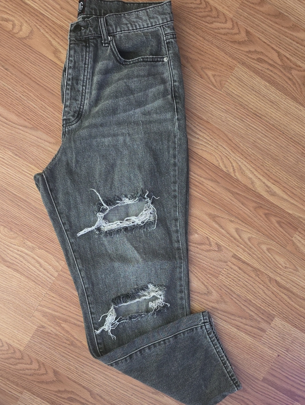 BDG Distressed Black Wash Wide Leg Jeans